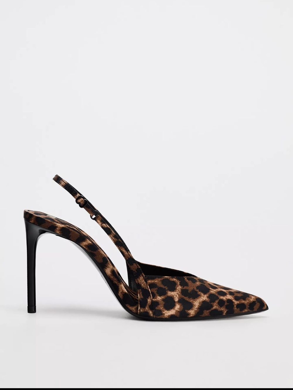 Zara Leopard-Print Pointed Slingback Pumps - Brown/Black - size 6